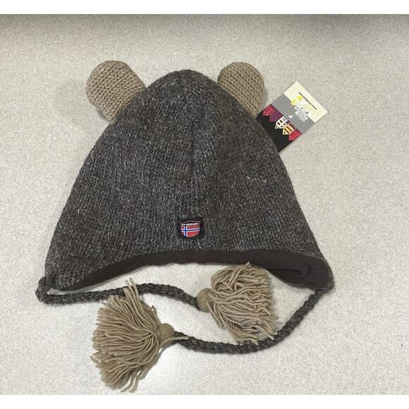 New-Bear Beanie Cap/Hat 100% Lambs Wool Warm Knit Cute Ski Winter Wear - Picture 6 of 7